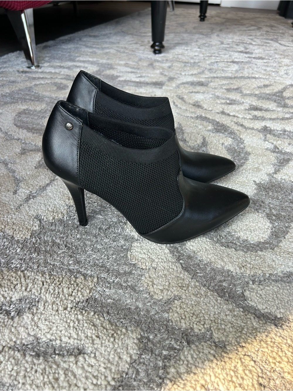 Simply Vera Vera Wang Black Pointed Toe Booties with Knit Panels